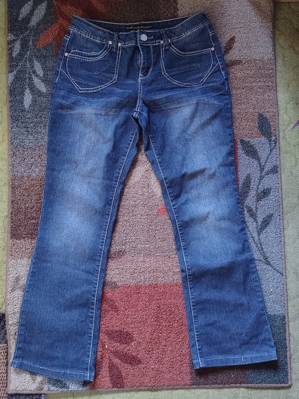 Absolutely Famous Womens Dark Blue Boot Cut Jeans